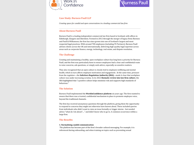 Legal Firm Burness Paull – Enhancing Town Hall Sessions With WorkInConfidence